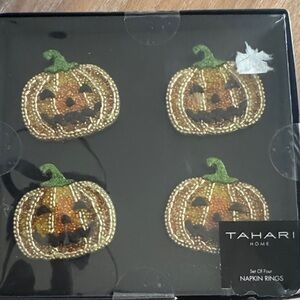 Tahari orange and Green beaded Pumpkin Napkin Rings